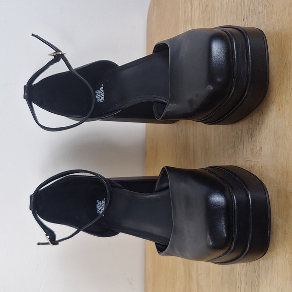 Wild Fable Black Square Toe Platform Block Heels Pumps Ankle Strap Size 8.5 - Picture 5 of 13